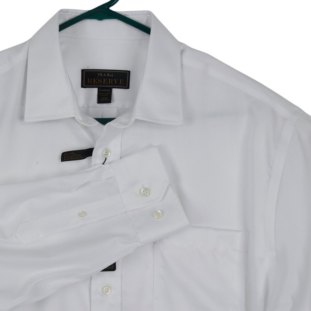 Jos A Bank Reserve Large Custom White 100% Egyptian Cotton Dress Shirt 17 32